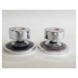 Pair of Art Deco chrome candle holders