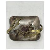 Vintage sterling silver, brass and wood pendant