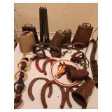 Vintage rustic western decor, cowbells,