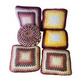 Lot of 6 vintage crocheted pillows