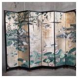 Vintage 6-panel Chinese hand painted and silver
