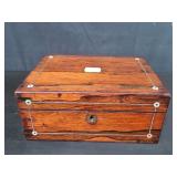 Antique mahogany box with mother of pearl inlay