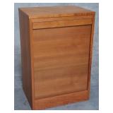 Danish teak veneer tambour filing cabinet with key