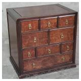 Vintage Chinese burl wood and walnut cabinet