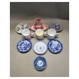 Group of porcelain, enamelware, transferware,