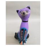 Hand painted Mexican Folk art pottery cat