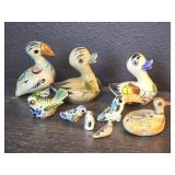 9 vintage handmade Mexican Tonala birds