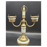 Vintage mother of pearl and brass candelabra