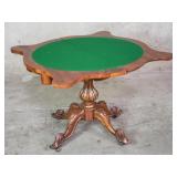 Burl wood and walnut flip top game table on