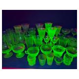 40pc uranium glass glowing cups