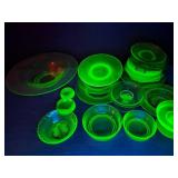 26pc depression glass glowing uranium plates