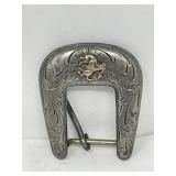 Vintage 10k gold and sterling silver belt buckle