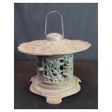 Vintage Japanese cast iron pagoda garden lantern