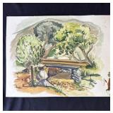 Vintage P. Resnack signed watercolor painting