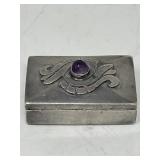 Vintage silver pill box with amethyst stone