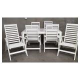Ikea drop leaf table with 6 folding chairs