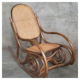 Thonet-style bentwood and cane rocking chair