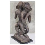 African baule monkey carved wood sculpture