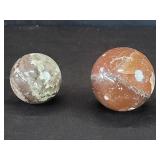 Peach moonstone and ghost phantom quartz spheres