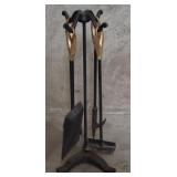 Vintage metal fireplace tool set