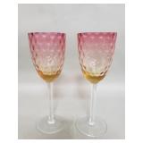 Pair of vintage Empoli Alexandrite glass goblets