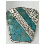 Sterling silver and turquoise bolo tie