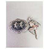 Vintage Siam sterling silver brooches.