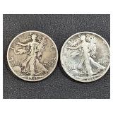 1936-D and a 1943-D Walking Liberty Silver Half