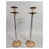 Brass and chrome candlesticks