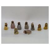 Nine vintage glass animal figurines