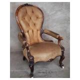 Vintage Victorian-style upholstered carved w