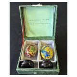 Pair of cloisonnï¿½ enamel egg ornaments