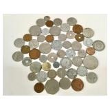 50+ vintage foreign coins