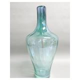 Vintage hand-blown green glass vase with p