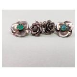 Vintage sterling silver screw-back flower