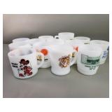 Group of vintage milk glass mugs