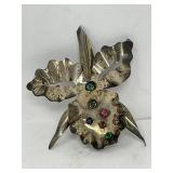 Vintage sterling silver brooch with multicolored