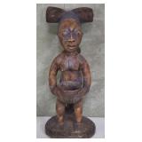African Yoruba mother carved wood shrine figure