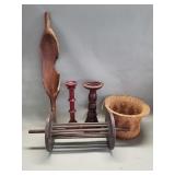 Primitive wood yoke, antique spool, Native