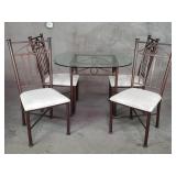 Kessler-style iron table with glass top and 4