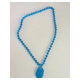 Vintage Chinese beaded turquoise necklace with a