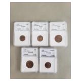 Five vintage graded Great Britain coins