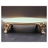 Wong Lee crackle glaze porcelain brass footed