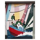 Signed Devi silk screen "Regate"