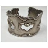 Sterling silver brutalist style cuff bracelet