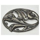Vintage sterling silver floral brooch
