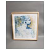 Signed 2003 mixed media painting under plexiglass
