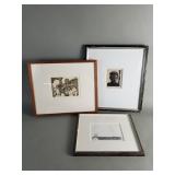 3 Vintage Mid-century signed and numbered etchings