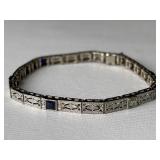 14K gold diamond and sapphire bracelet