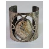 Vintage silver and jasper cuff bracelet
